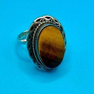 Hecho En Mexico Sterling Silver Tiger Eye Ring